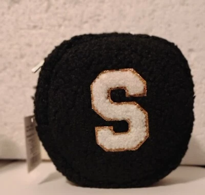 NUEVO CON ETIQUETAS “S” Monograma Cremallera Bolsa de Modern Expressions - Negro Difuso Dorado Brillo Foto 1 de 4