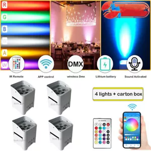 LED Wedding Battery PAR Uplight smart dj s6 6*18w RGBWA+UV 6in1 uplighting - Picture 1 of 6