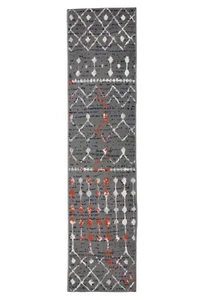 Distressed Moroccan Runner - 2'x8', Light Grey, Transitional Design Rug - 505 - Picture 1 of 8