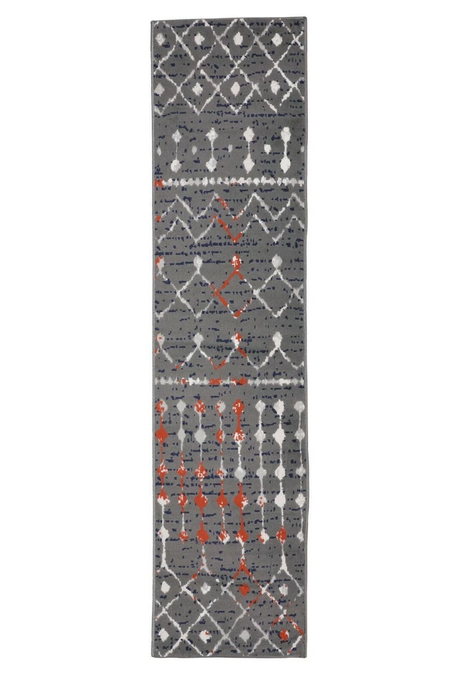 Distressed Moroccan Runner - 2'x8', Light Grey, Transitional Design Rug - 505 - Image 1 of 4