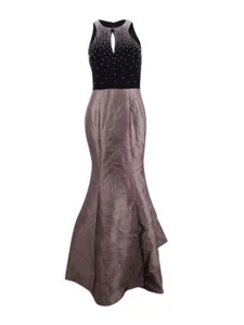 Xscape Women's Embellished Open-Back Mermaid Gown (4, Black Combo) - Picture 1 of 2