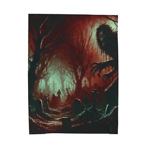 Velveteen Plush Blanket Home Decor Intense Nightmares Horror Graveyard Shadows