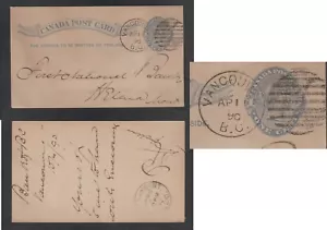 1890 Vancouver BC Duplex Cancel on Postal Stationary mailed to Helena Montana - Picture 1 of 5