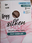 Leggs CONTROL TOP Silken Mist SILKY Sheer Leg Size Q+ NUDE 2 Pair 212 ER2