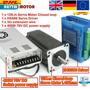 EU|Nema34 12N.m CNC Kit Closed Loop Servo Motor 156mm 6A&2HSS86 Driver&70V Power - Picture 1 of 14