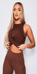 New Ryderwear Adapt Twist Cropped Tank Athleisure Chocolate Brown Large - Picture 1 of 14
