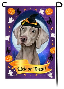Halloween Garden Flag - Silver Grey Weimaraner - Picture 1 of 1
