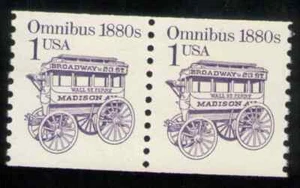 US. 2225. 1c. Omnibus 1880s. Coil Pair of 2. Mint. NH. 1986 - Picture 1 of 2