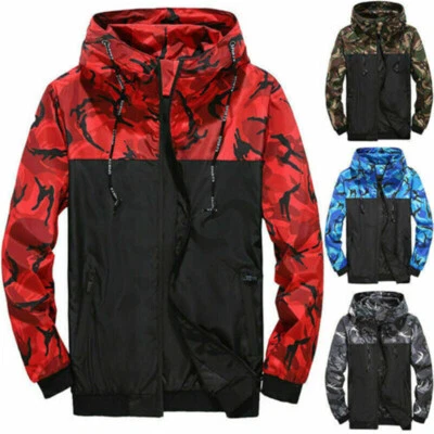 Plus Size Mens Camo Windproof Waterproof Coat Hooded Zipper Jacket Outwear M-6XL - Image 1 of 4