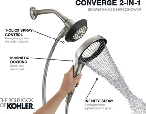Cabezal de ducha y ducha de mano multifunción convergente 2 en 1 Kohler 30364-M-CP - NUEVO - Imagen 1 de 8
