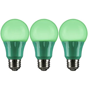 A19 Green LED Bulb - Non-Dimmable Colored Light Bulb, 3W, 140LM w/ E26 - Picture 1 of 3