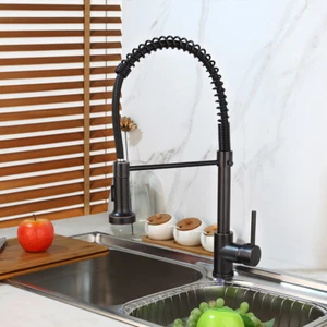 ORB Pull Down Spray Kitchen Sink Faucet Swivel Single Hole Mixer Deck Mount Tap - Picture 1 of 11