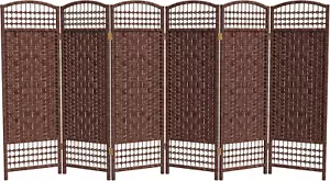 4 Ft. Short Fiber Weave Folding Screen - Dark Red - 6 Panels - Picture 1 of 6