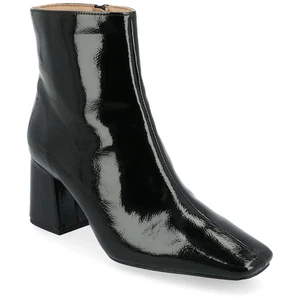 Journee Collection Women's Haylinn Inside Zip Block Booties, Black PU Size 11M - Picture 1 of 4