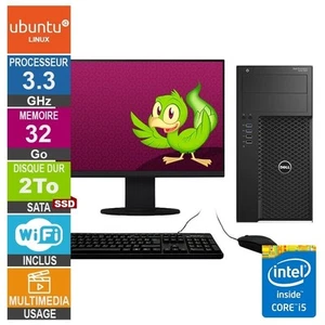 Dell Precision T3620 i5-6400 3.30GHz 32Go/2To SSD Wifi Linux UBUNTU + Ecran 24 - Photo 1/1