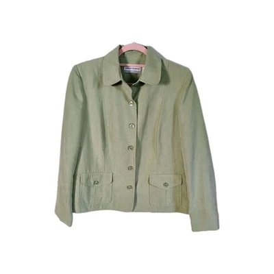 Chaqueta con botones Alfred Dunner verde salvia con bolsillos - Petite 6P Foto 1 de 4