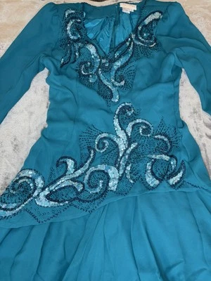 Vestido Vintage Alyce Designs Cuentas Lentejuelas Talla 10 Azul Verde Color Usado en Excelente Condición Foto 1 de 4