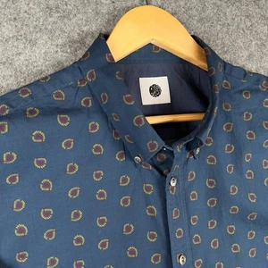 Graziosa camicia verde uomo XXL blu paisley manica lunga Oasis Liam mod Alloway - Foto 1 di 12
