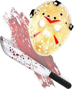 Máscara de hockey de Halloween con machete sangriento máscara de terror máscara de miedo Jason Voorhees - Imagen 1 de 1