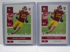 Lote de 2 quilates Drake London 2022 Crónicas draft picks tarjeta de novato # 6 Atlanta WR - Imagen 1 de 1