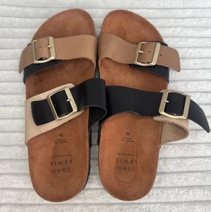 John Lewis braun & schwarz Leder Pantolette Gr.39 UK6 gebraucht aber nicht getragen - Bild 1 von 17