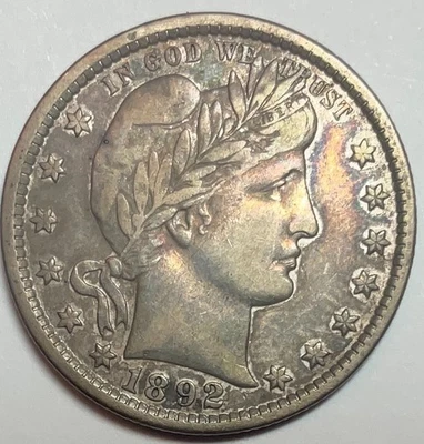 1892 25C Barber Quarter - Nice HIGH GRADE Coin - FULL  LIBERTY - No Reserve - Image 1 of 2