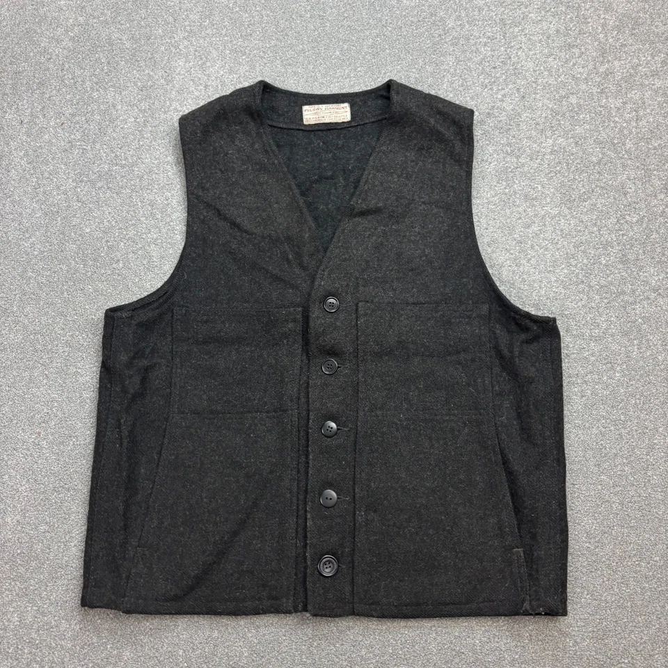 CC Filson Vest Adult Medium Grey Mackinaw Waistcoat Style 20 Wool USA Work Men - Image 1 of 4