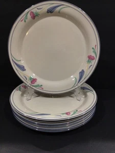 Set of 7 Lenox POPPIES ON BLUE Dinner Plates 10 3/4” Chinastone - Picture 1 of 13