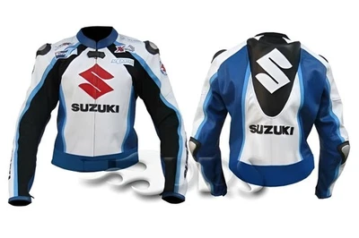 Chaqueta de cuero para moto Suzuki moto deportes carreras motoGP Foto 1 de 4