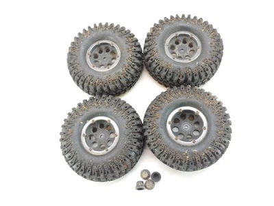 4x RC4WD IROK Super Swamper 1.9" Crawler Tires on 12mm Hex Beadlock Wheels Used - Image 1 of 4