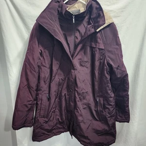 Chaqueta de invierno para mujer Covington Parka con capucha talla XXL cierre de cremallera y botones granate - Imagen 1 de 9