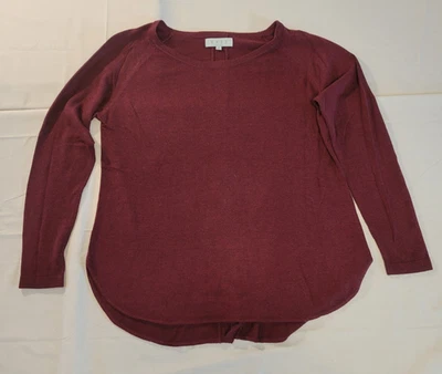Joan Vass Mujer Talla Pequeña Borgoña Tejido Manga Larga Espalda Cierre Botón Foto 1 de 4