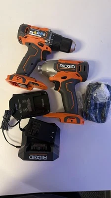 RIDGID Combo Set 18V R860010 DRILL 1/2"/R860021 1/4" IMPACT DRIVER W/2 batt - Image 1 of 3