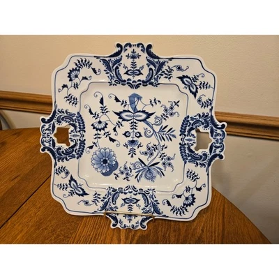 Blue Danube Japan 12" Serving Tray Platter w Reticulated Handles - Image 1 of 4