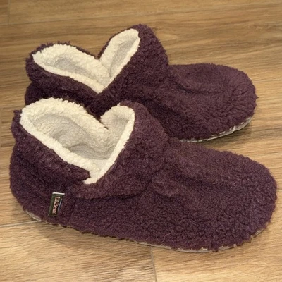 Ll Bean Acogedor Zapatilla Botines Pila Polar Mujer Talla 10 Púrpura Cálida Suela de Goma Foto 1 de 4