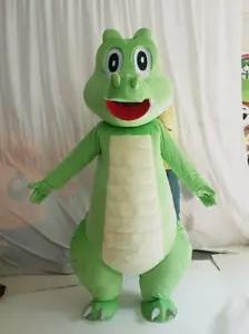 Costume mascotte coccodrillo peluche verde Halloween costume cosplay festa vestito - Foto 1 di 6