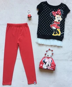Minnie Mouse Girls T-Shirt & Leggings Size 6, Purse & Tsum Tsum Keychain - NEW! - Picture 1 of 11