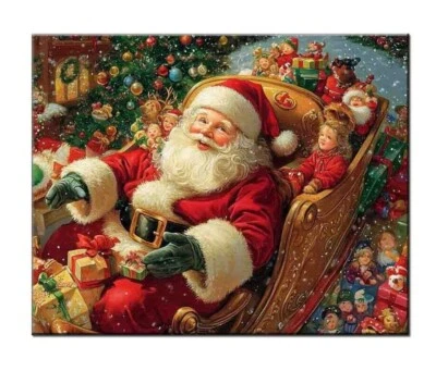 Decoração de arte de parede de Natal passeio de trenó de Papai Noel, impressão giclée, presentes de Natal 2024 - Imagem 1 de 4