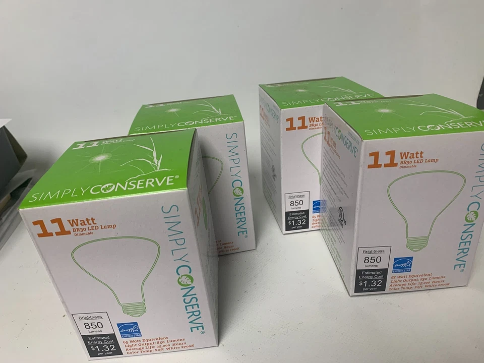 Simply Conserve 11 Watt (75 watts) BR30 LED Dimmable Lamp 1100 Lumens - 4 - NEW - Image 1 of 1