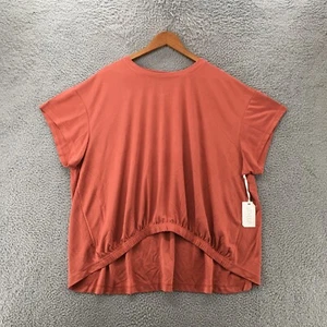 Stylus Blouse Tee Tshirt Womens 3X Plus Rust High Low Short Sleeve Casual NEW - Picture 1 of 13