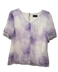 Blusa Anna Rose Púrpura Top Talla UK 14 Mujer Forrada Manga Corta Brillante Cuello en V - Imagen 1 de 16