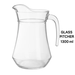 Clear Glass Pitcher Jug 1.3L – Water Juice Lemonade Carafe – 1300ml - Picture 1 of 5