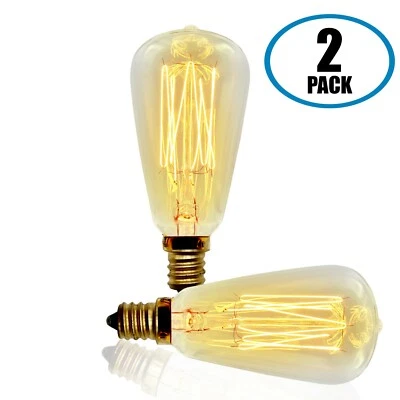 Vintage Retro Edison Bulb, ST38, 40w, Candelabra E12 Base, 2-Pack - Image 1 of 3