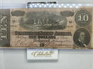 Billete de diez dólares T-68-CSA de los Estados Confederados de América de 1864 AU/UNC - Imagen 1 de 2