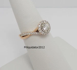 1/2CT Natural Diamond Halo Frame Engagement Wedding Bridal Ring 14K Rose Gold - Picture 1 of 13