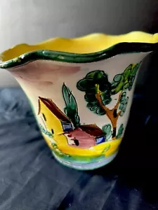 Vtg Italy Hand Painted Ceramic Planter, Country. House,Marked,Numbered,Lovely - Picture 1 of 12