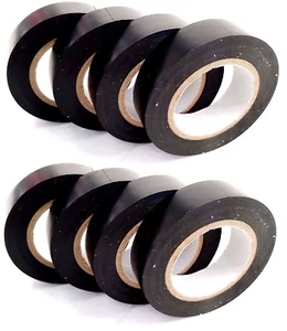 8 x Black Insulation Tape PVC Flame Retardant Electrical 19mm x 18M Insulating - Picture 1 of 3