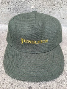 Vintage Pendleton Outdoors Man Wool Hat Baseball Cap Olive Green Logo USA Made - Picture 1 of 17