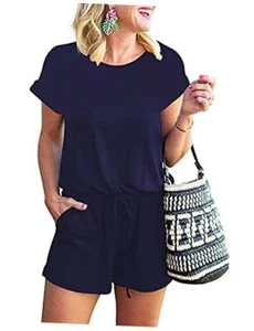 Rompers for Women Summer 2024 Casual Dressy One Piece XX-Large Navy Blue - Picture 1 of 4