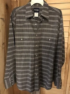 Wrangler Western Dress Shirt Men Size XL Gray Pearl Snap Buttons Long Sleeve - Picture 1 of 7
